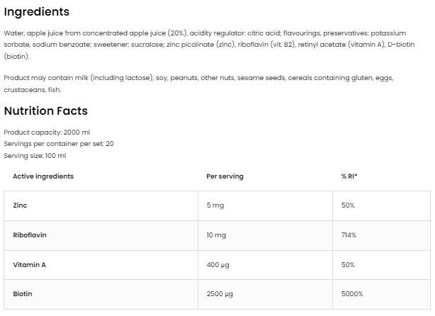 Biotin & A-vitamin & Cink & B2-vitamin injekció - 100 ml