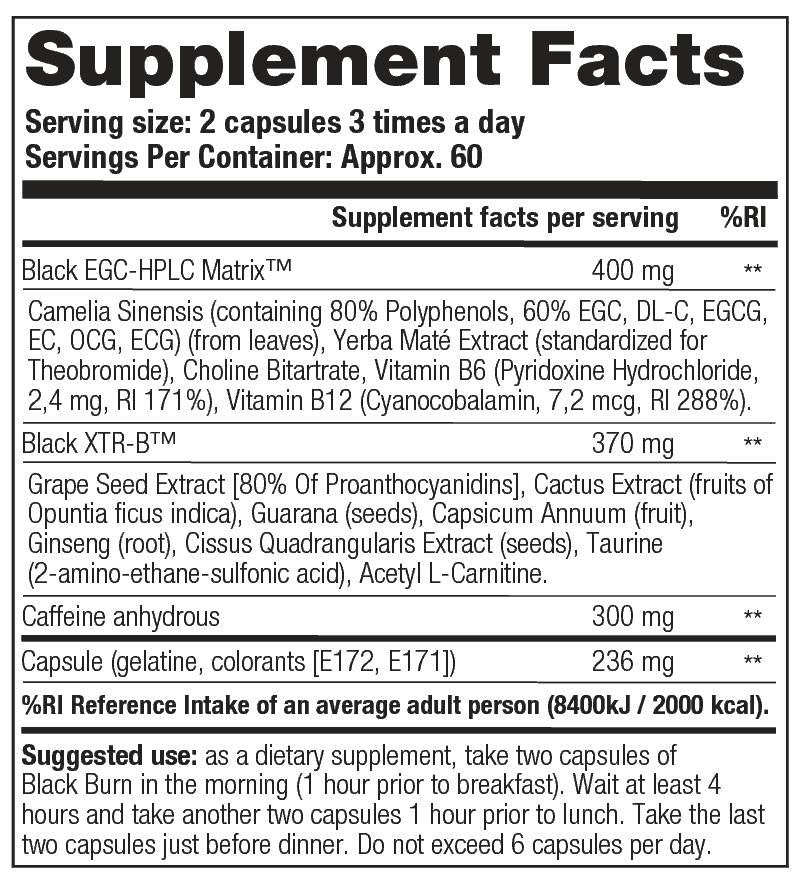 BLACK BURN - 120 capsules - Nutra Best Europe