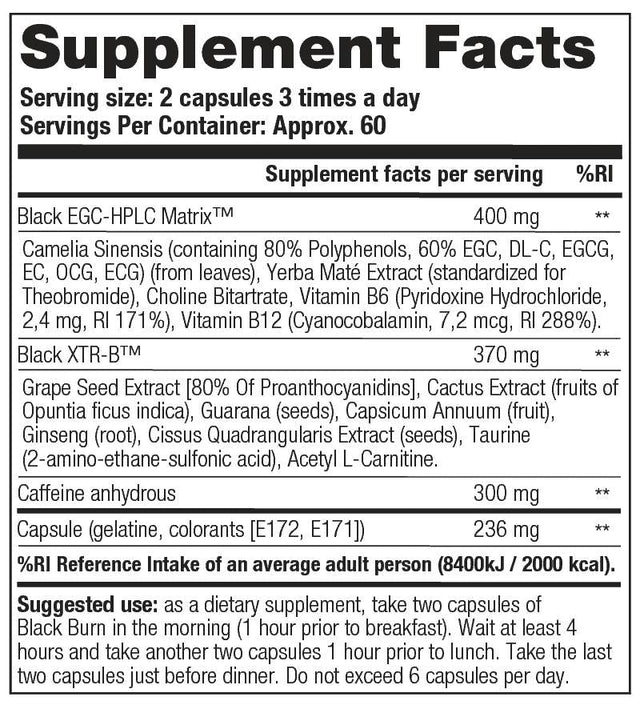 BLACK BURN - 120 capsules - Nutra Best Europe