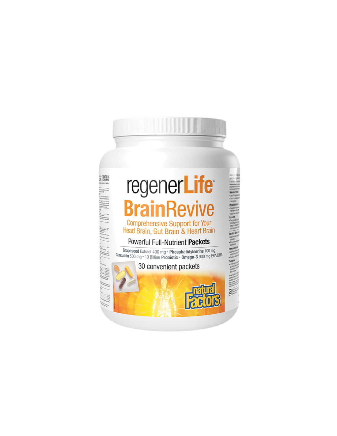 30 Day Program to Support Cognitive and Brain Health - Regener Life™ BrainRevive, 30 Individually Wrapped Natural Factors Packets - Nutra Best Europe