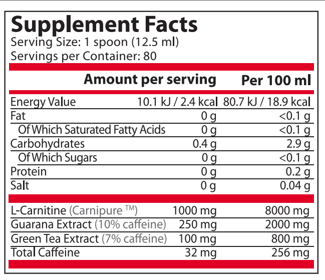 <tc>Pure Nutrition</tc> - CARNI MAX FOLYÉKONY GUARANÁVAL ÉS ZÖLD TEÁVAL - 1000 ML