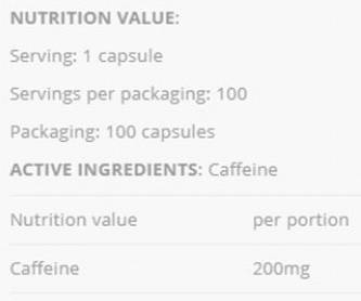 Caffeine 200 Power - 100 capsules - Nutra Best Europe