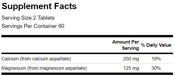 Calcium and Magnesium (Aspartate Complex) 120 Tablets - Nutra Best Europe