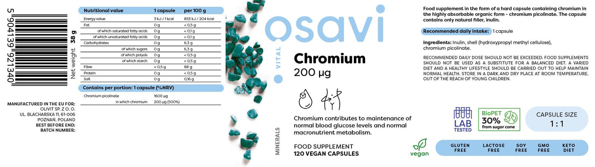 Króm-pikolinát 200 mcg - 120 kapszula