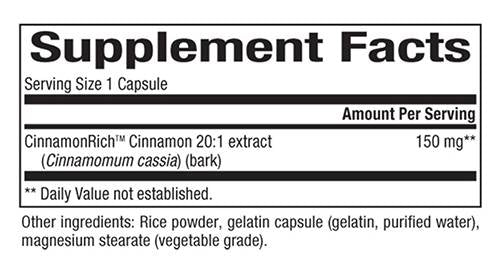 Fahéj kivonat 150 mg 60 kapszula