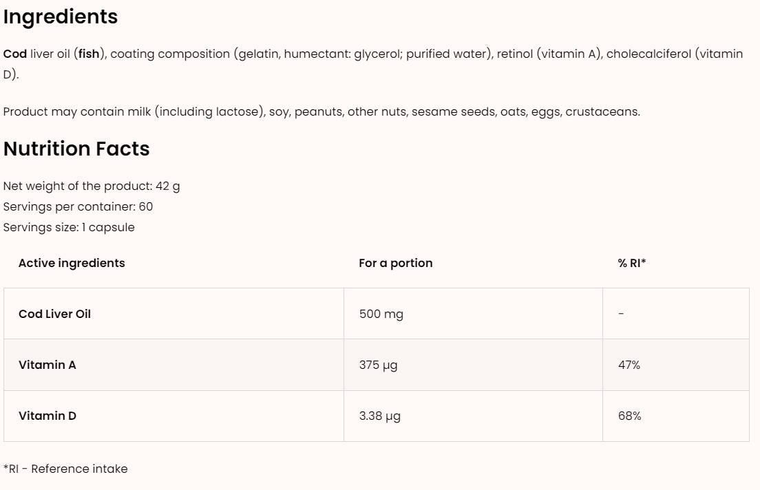 Tőkehalmájolaj 500 mg 60 gél kapszula