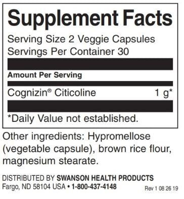 Cognizin Citicoline 500 mg/60 V caps - 0