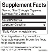 Cognizin Citicoline 500 mg/60 V caps - 0