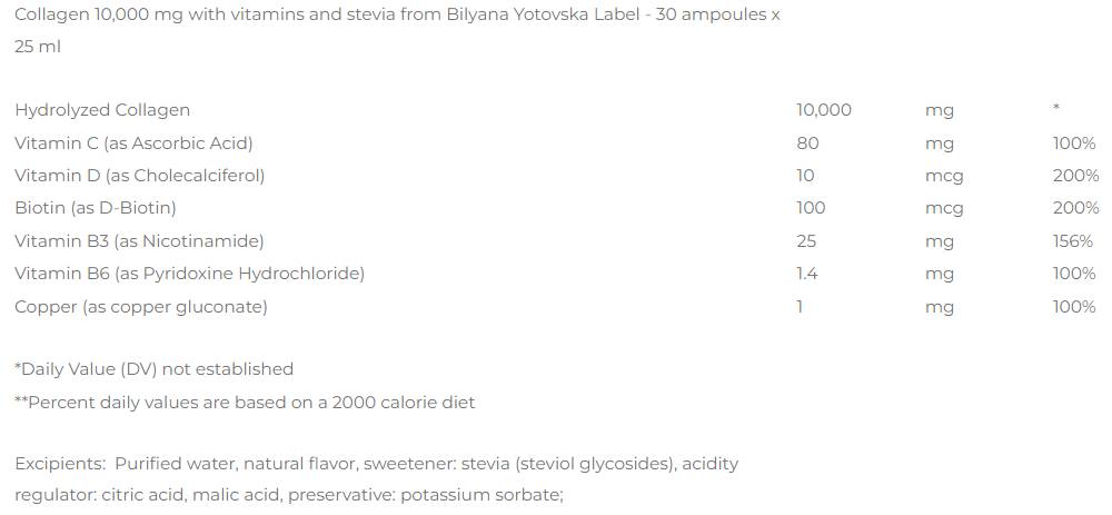 10 000 mg kollagén + vitaminok & Stevia - 30 x 25 ml