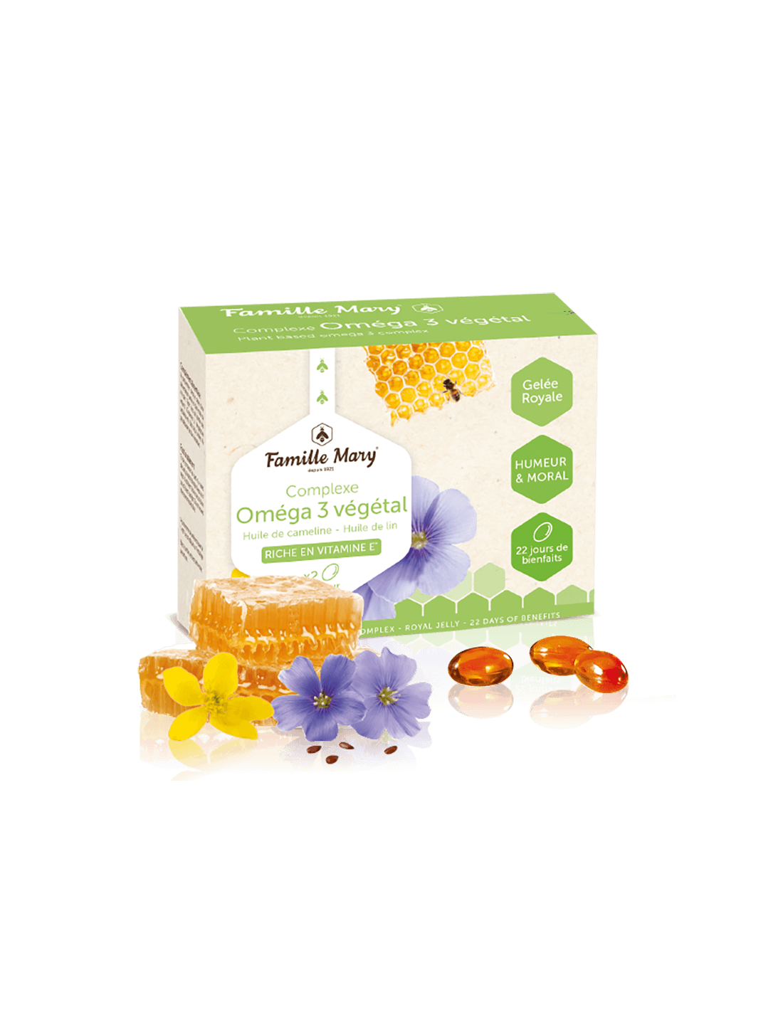 Complexe Oméga 3 végétal - Omega-3 növényi forrásból + méhpempő, 45 kapszula