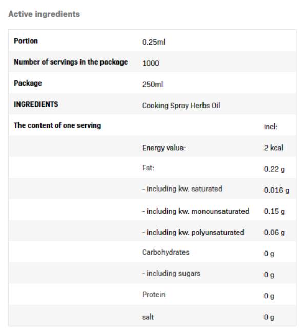 Főzőspray - Gyógynövényolaj - 250 ml