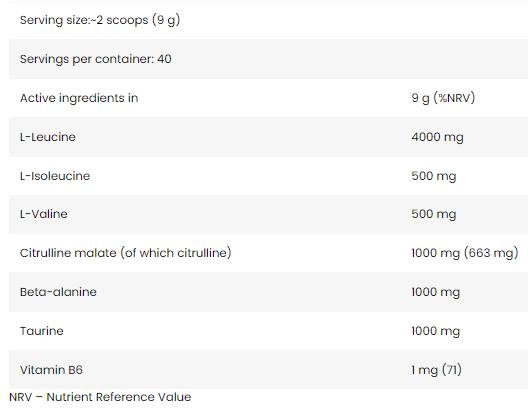 Core BCAA 8:1:1 | citrullinnal & Béta-alanin - 350 gramm