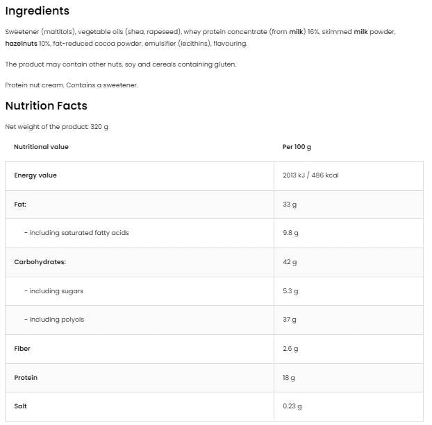 Creametto Protein | Magas fehérjetartalmú krém - mogyoró 320 gramm