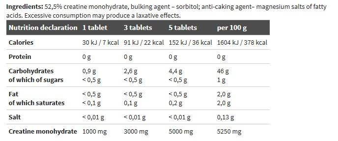 Kreatin 1000/Creapure - 300 tabletta