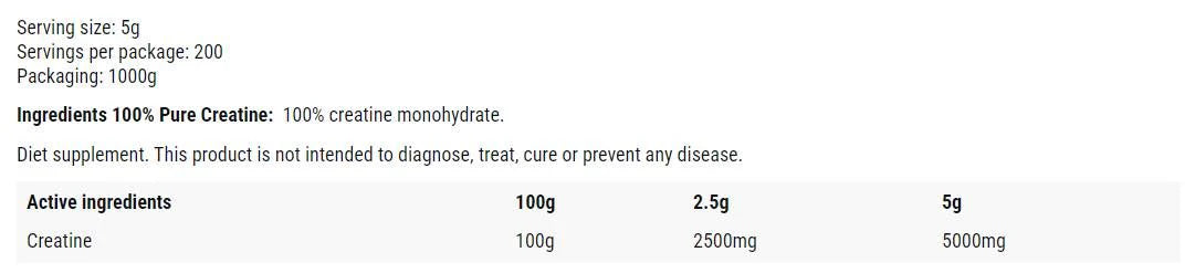 Kreatin-monohidrát por - 1000 gramm