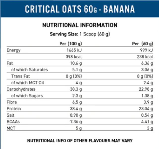 Critical Oats | Fehérje zabkása por - 3000 gramm