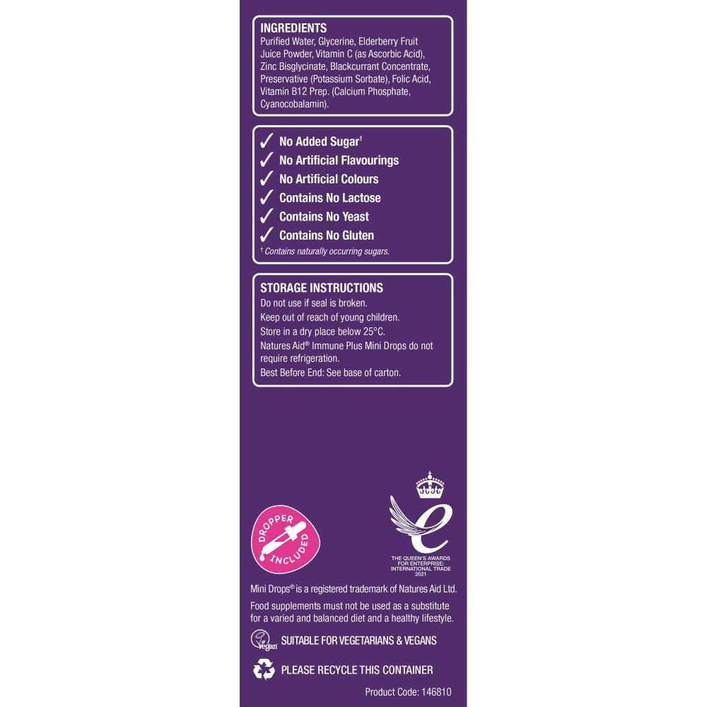 Immun formula bodza cseppekkel gyerekeknek (Mini Drops Immune Plus) 50 ml NaturesAid