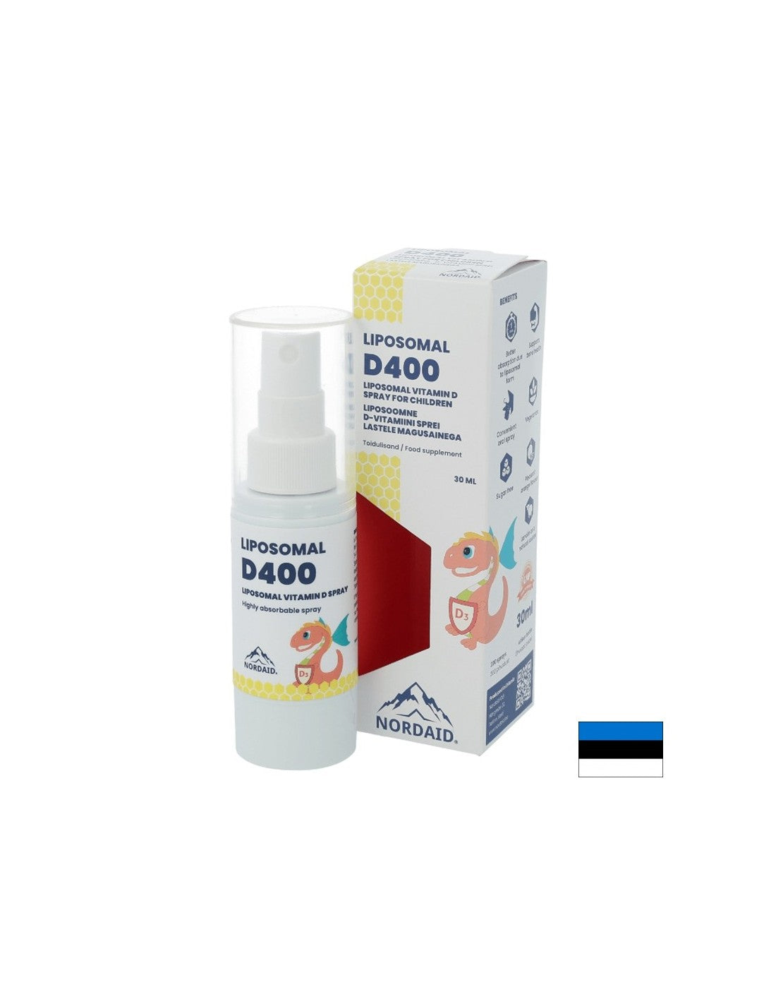 Liposzomális D3-vitamin 400 NE magas felszívódású - Erős immunitás, egészséges csontok és fogak gyermekeknél, Szájspray 30 ml, 200 adag