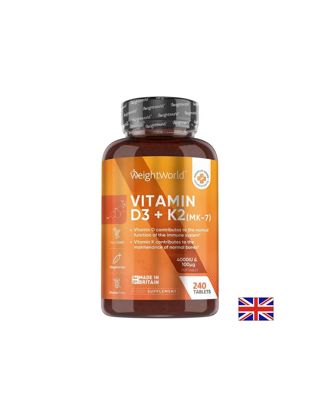 Csontrendszer - D3-vitamin 4000 NE + K2 100 µg, 240 tabletta Súlyvilág
