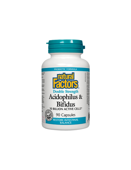 Acidophilus & Bifidus 10 Billion Active Cells Double Strength / Acidophilus bifidus, 10 billion active probiotics, 90 capsules - Nutra Best Europe