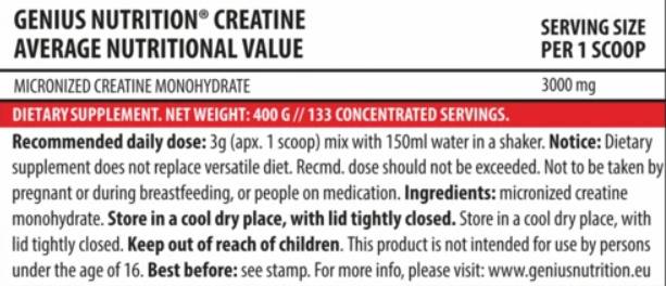 Creatine Monohydrate - 400 grams - Nutra Best Europe
