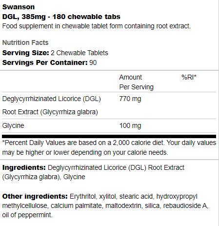 DGL 385 mg 180 Rágótabletta