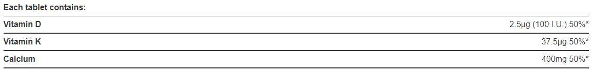 Calcium with Vitamins D and K 120 Tablets - Nutra Best Europe