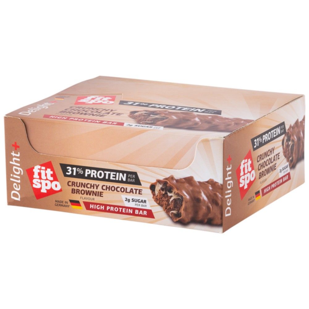 Delight+ Crunchy Protein Bar Chocolate Brownie - 12 x 60 grams - Nutra Best Europe