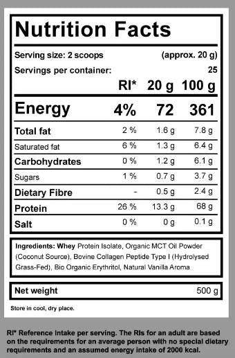 Diet Keto Shake | MCT-vel, kollagénnel & WPI - 500 gramm