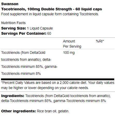 Double Strength Tocotrienols 100 mg 60 gél kapszula