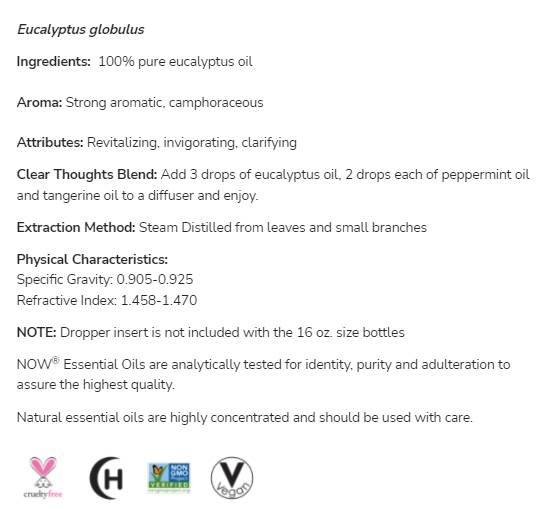 Eucalyptus Oil | 100% Pure Eucalyptus Globulus - 118 ml - Nutra Best Europe