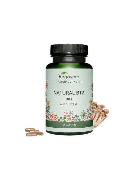Natural B12 BIO aus Shiitake/ Vitamin B12 (from organic medicinal shiitake mushrooms), 60 capsules, 100% Vegan Vegavero - Nutra Best Europe