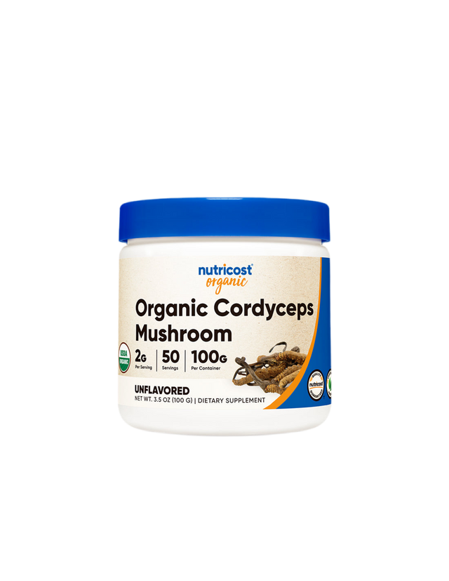 For fatigue and stress - Cordyceps Organic, 100 g, Nutricost powder - Nutra Best Europe