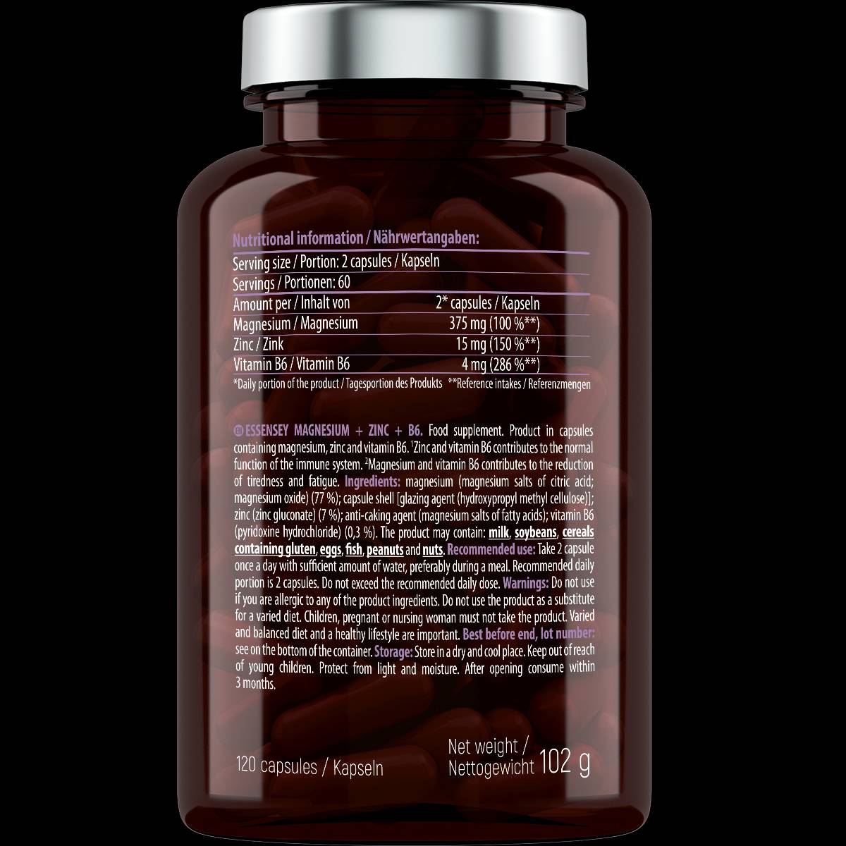 Magnesium + Zinc + B6 - 120 capsules - Nutra Best Europe