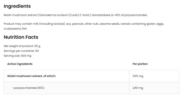 Reishi Extract Powder 50 grams - Nutra Best Europe