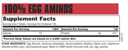 100% Egg Amino 250 Tablets - Nutra Best Europe