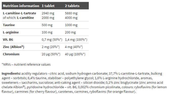 Endurance L-Carnitine 4000 Power Effervescent - 15 oldódó tabletta