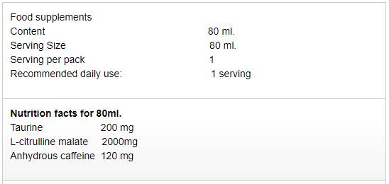 Energy Shock | Edzés előtti shot - 80 ml