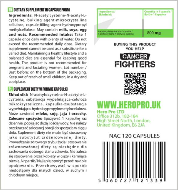 NAC 800mg | N-Acetyl L-Cysteine 120 capsules - Nutra Best Europe