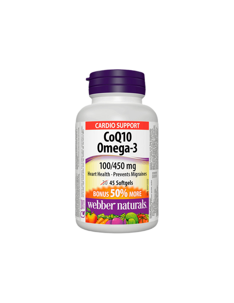 CoQ10 & Omega-3/ Coenzyme Q10 100 mg + Omega-3 450 mg x 45 softgel capsules - Nutra Best Europe