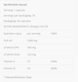 Omega 3 + K2 D3 - 30 Gel capsules - Nutra Best Europe