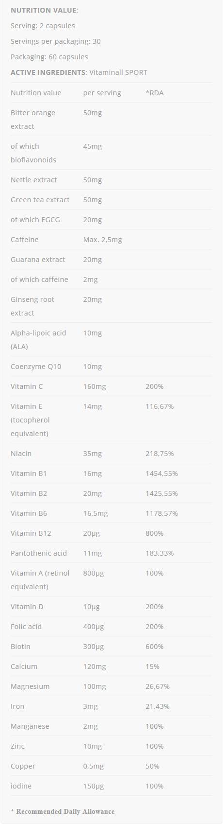 VitaminAll Sport - 60 capsules - Nutra Best Europe
