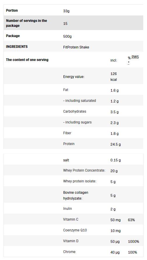 FitProtein Shake | Whey Protein with Collagen - 500 grams - Nutra Best Europe