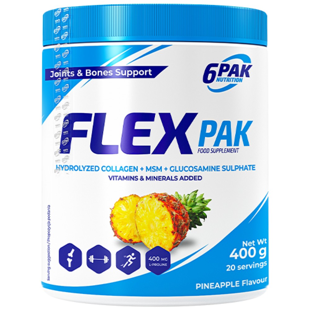 Flex Pak por | Kollagén & Glükózamin, kondroitin, MSM, hialuronsav - 400 gramm
