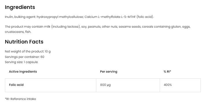 Folsav 800mg | Methyl Folate 5-MTHF 60 kapszula