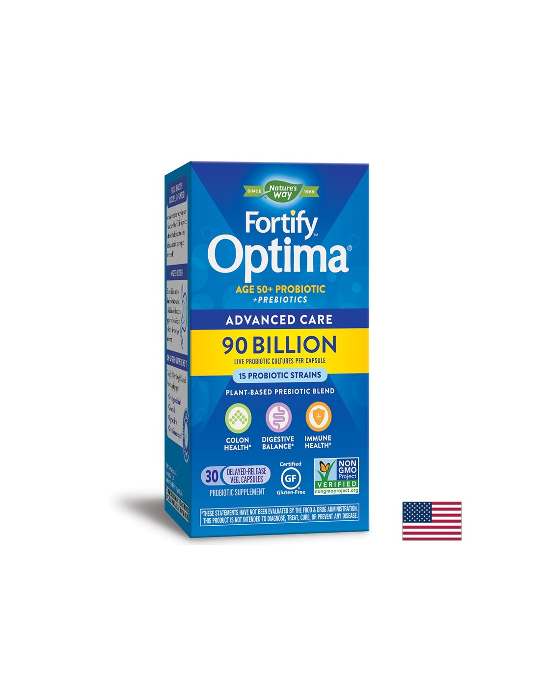 Fortify Optima® Advanced Care Age 50+ Fortify Optima probiotikum + prebiotikumok, 90 milliárd aktív probiotikum, 30 kapszula a természet szerint