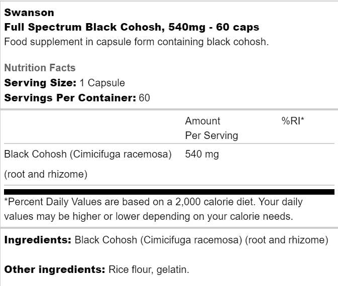 Full Spectrum Black Cohosh 540 mg - 60 kapszula