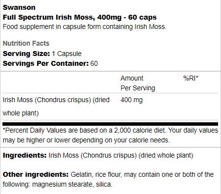 Full Spectrum Irish Moss 400 mg - 60 kapszula