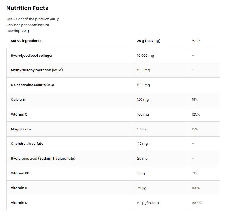 Flex Aid - KEEZA | Collagen + Glucosamine, Chondroitin, MSM, Hyaluronic Acid 400 grams - Nutra Best Europe