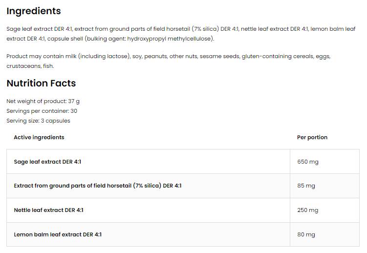 Sweat Blocker 90 capsules - Nutra Best Europe